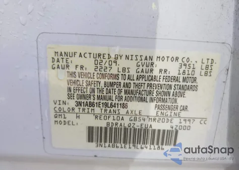 2009 Nissan Sentra 2.0 from USA, damaged, VIN 3N1AB61E19L641186